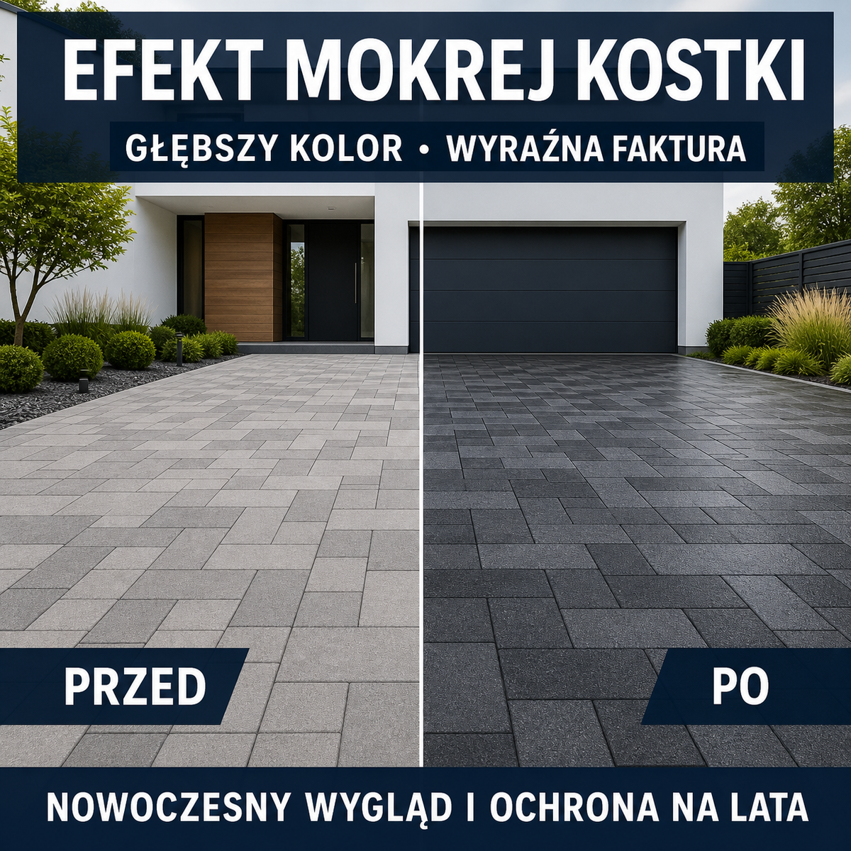 HYDROPROX protective coating wet paving stones