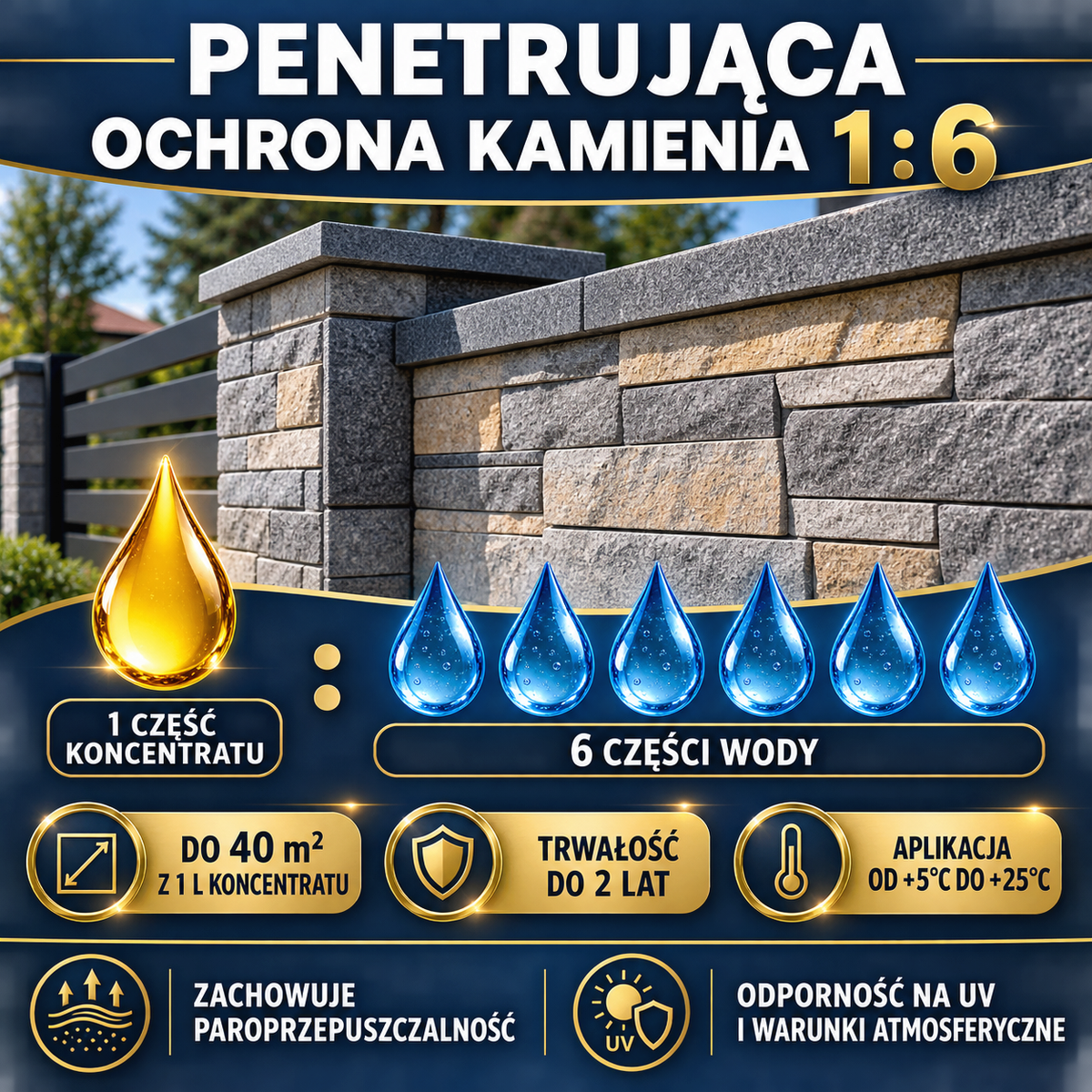 IZOMARK protective coating stone fence