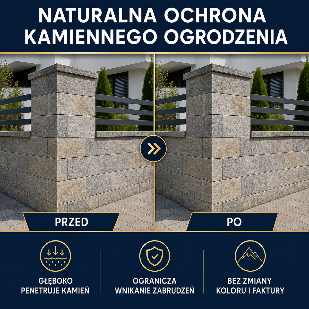 IZOMARK protective coating stone fence